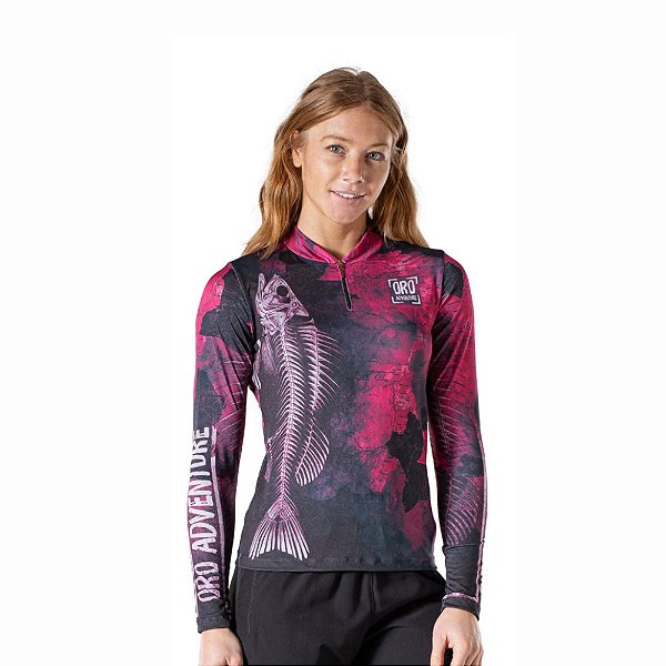 Camiseta Zíper UV50+ Mapa Rosa
