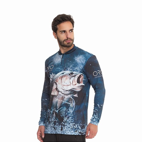 Camiseta Zíper Peixe Mar UV50+