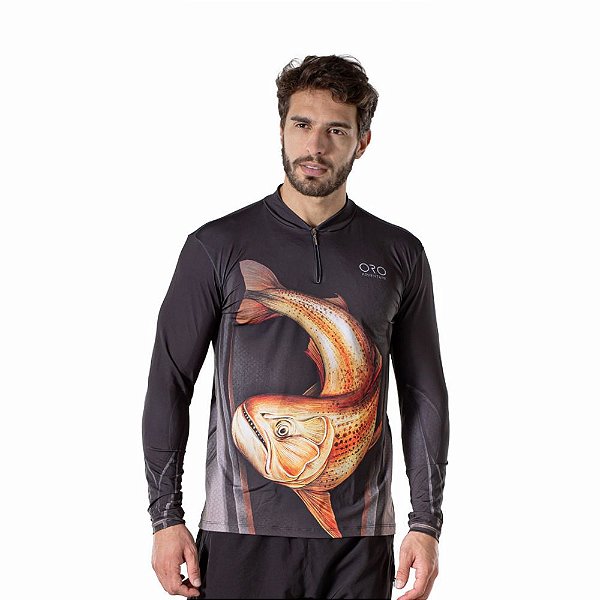Camiseta Zíper Dourado Black UV50+