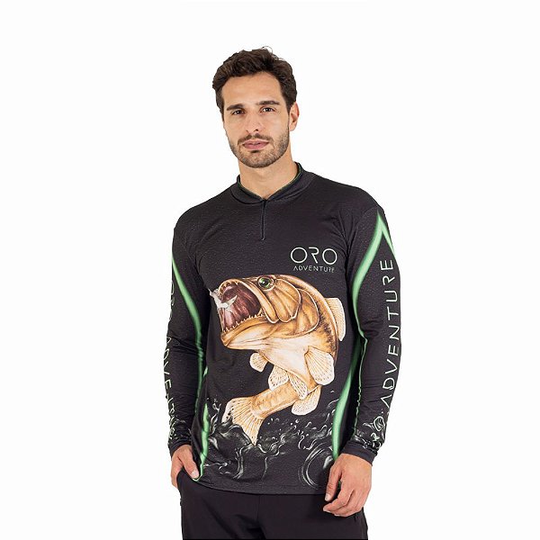 Camiseta Zíper Traíra Lambari Black UV50+