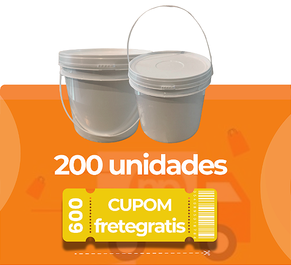 Balde 2.2 Litros Branco - Kit 200 Peças