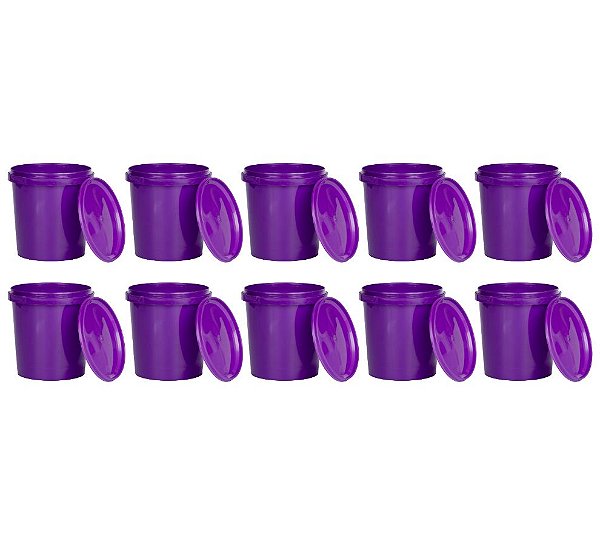 Pote 1 Litro Roxo com Tampa Lacre - Kit com 10 Peças