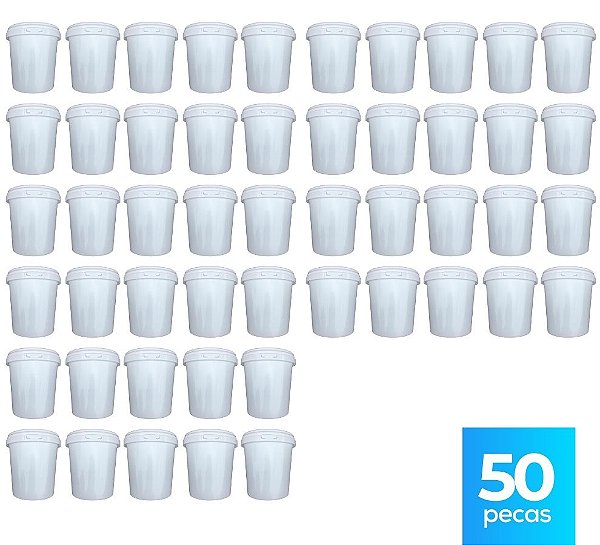 Pote 1 Litro com Tampa Lacre - 50 Peças