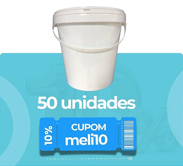 Balde 3.6L Tampa Lacre Plástico Atóxico - 50 Peças