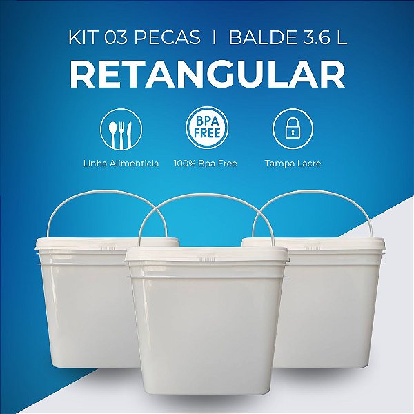 Balde Retangular - 03 Peças