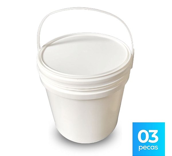 Balde 10L Branco com Tampa Lacre - 03 Peças