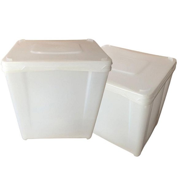 Pote Retangular 10 Litros com Tampa - Kit 03 Peças