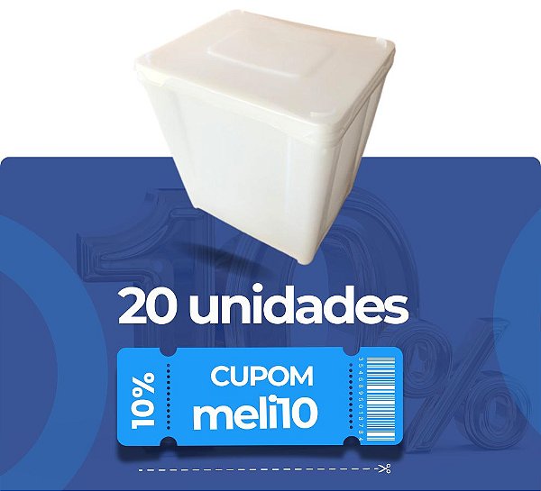 Pote Retangular 10L BPA Free - Kit 20 Peças