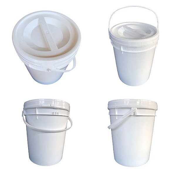 Balde 12 Litros com Tampa Rosca - Kit 03 Peças