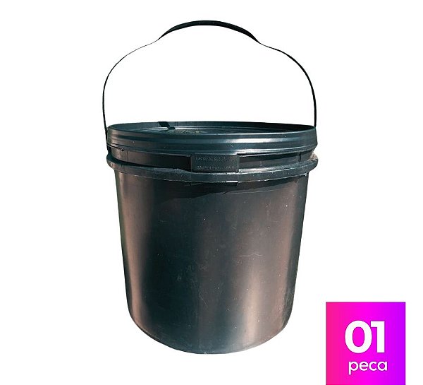 Balde Reciclado Preto com Tampa Lacre e Alça Plástica