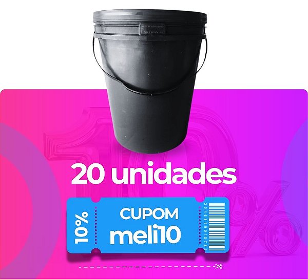 Balde 20 Lts Reciclado com Tampa Lacre e Alça - 20 Peças