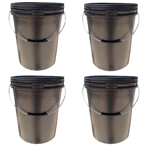 Baldes sustentáveis de 18 litros com alça metálica e Tampa de Segurança - Kit 04 Peças