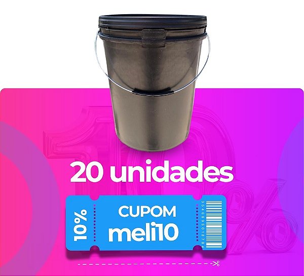 Baldes Plásticos Preto de 18 litros com alça metálica e Tampa Lacre de  Segurança - Kit 20 Peças