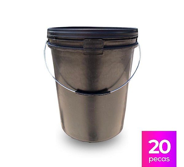 Balde 20L Reciclado Tampa Lacre Alça Metálica - 20 Peças
