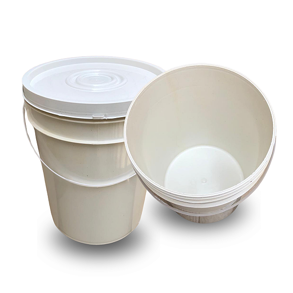 Balde 20L Reciclado Branco Tampa Lacre e Alça Plástica