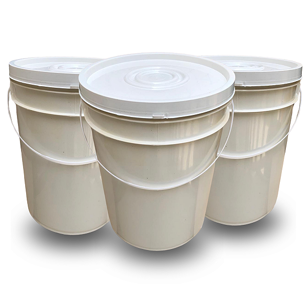 Balde 20L Reciclado Branco - Kit com 03 Peças