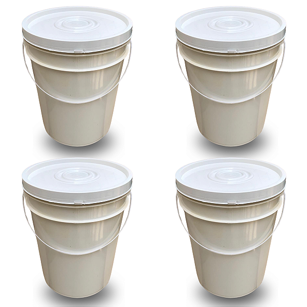 Balde 20L Reciclado Branco - Kit com 04 Peças