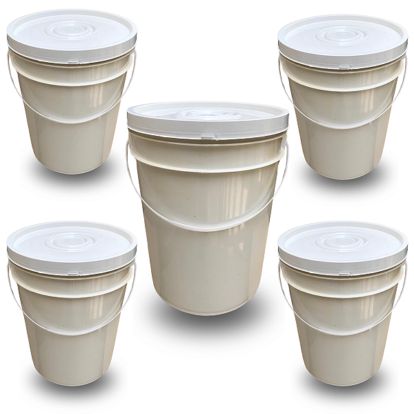 Balde 20L Reciclado Branco - Kit com 05 Peças