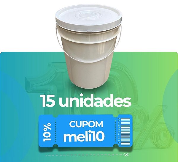 Balde 20L Reciclado Branco - Kit com 15 Peças