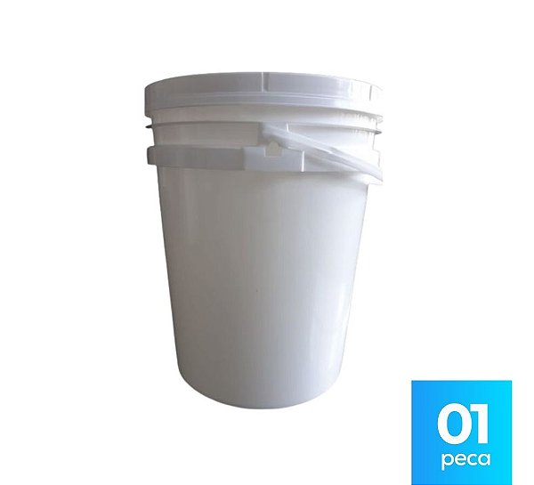 Balde 20L Branco com Tampa Lacre de Vedação e Alça Plástica