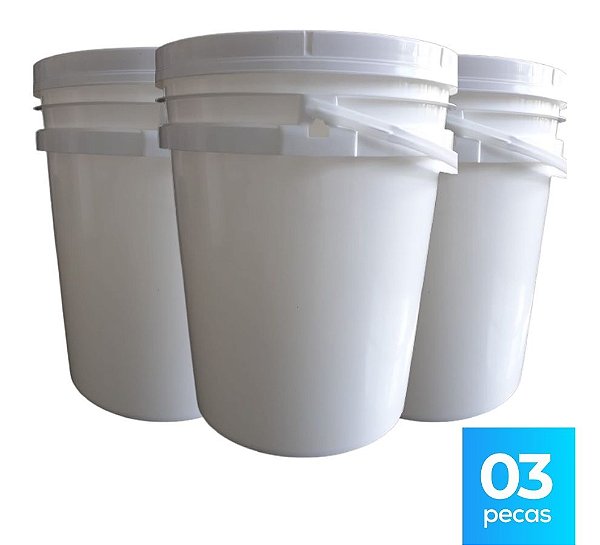 Balde 20L Branco - Kit com 03 Peças