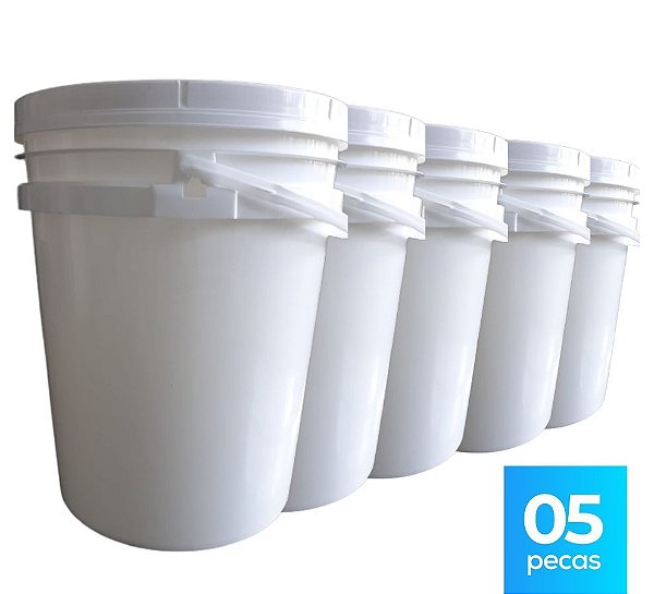 Balde 20L Branco - Kit com 05 Peças