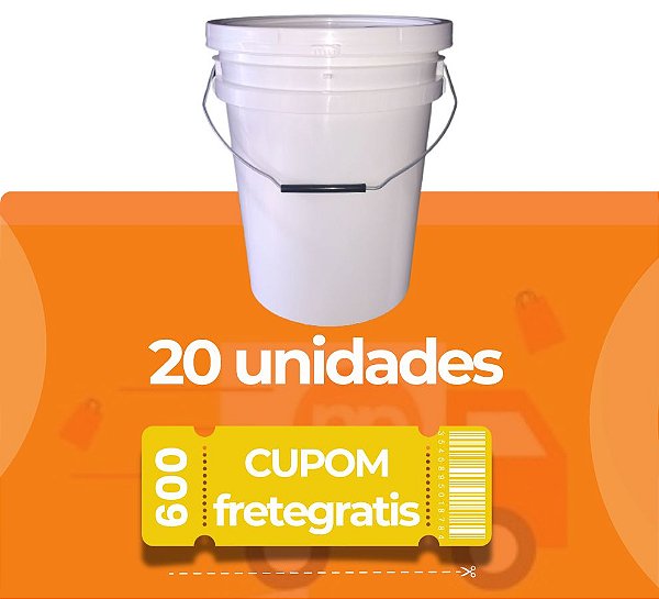 Balde 20L Branco Alça Metálica - Kit com 20 Peças