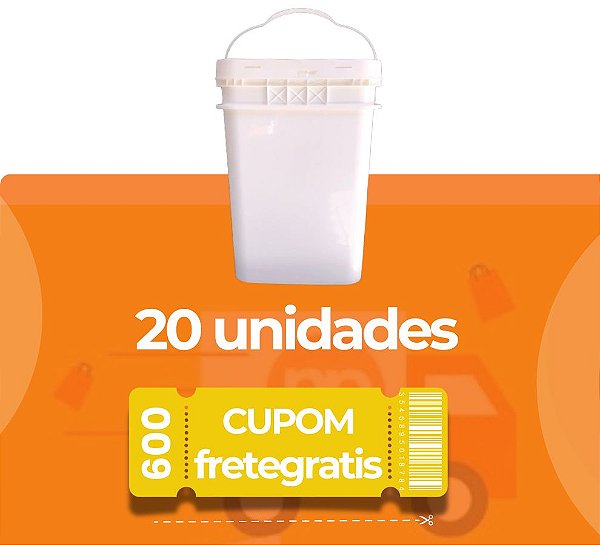 Balde 20L Retangular - Kit com 20 Peças