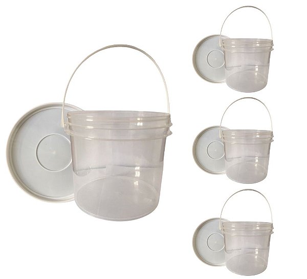 Balde 2.2 Litros Transparente - Kit 03 Peças
