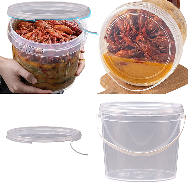 Balde 1.8L Transparente com Tampa Lacre Atoxico - Kit 20 Pcs