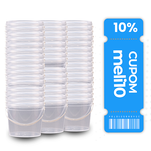 Balde 1.8L Transparente Atoxico com Tampa - 30 peças