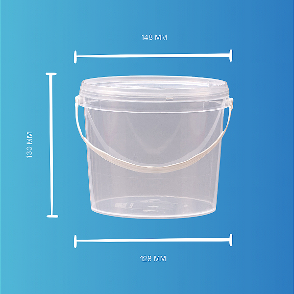 Balde 1.8L Transparente Atoxico Tampa Lacre - 50 peças