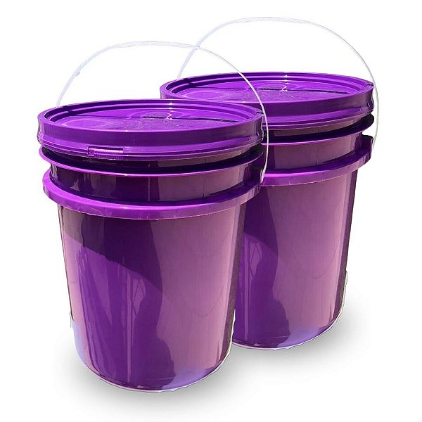 Balde Roxo Atóxico com Tampa Lacre 10 Litros - Kit 02 Peças