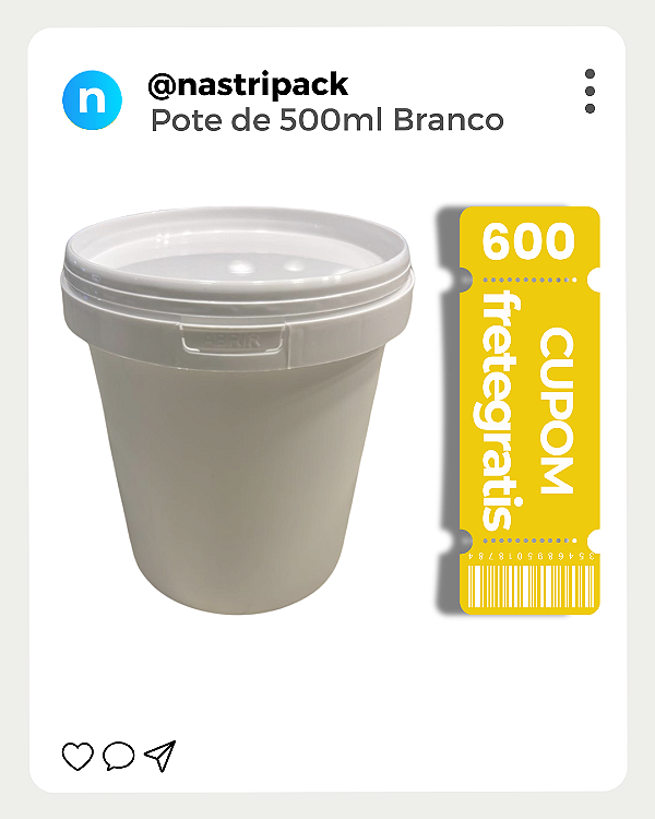 Pote Branco com Tampa Lacre  500ml - Kit 300 Peças