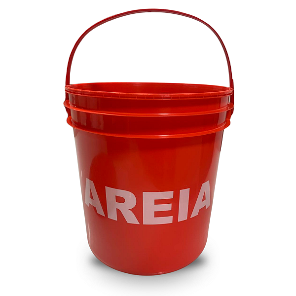 Balde para Areia 12 Litros Vermelho com Impressão Areia em Branco com Tampa