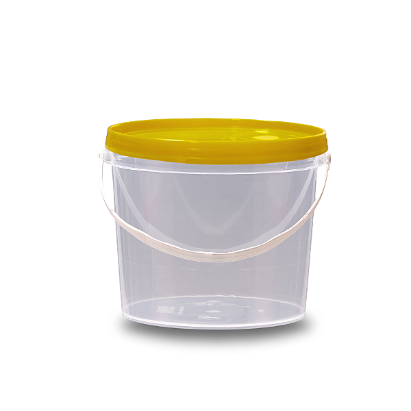 Balde 1.8 Litros Transparente com Tampa Amarela para Alimentos