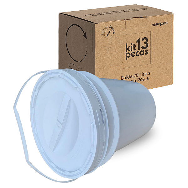 Balde com Tampa de Rosquear Abre e Fecha Facil Novo Atóxico - Kit 13 Peças