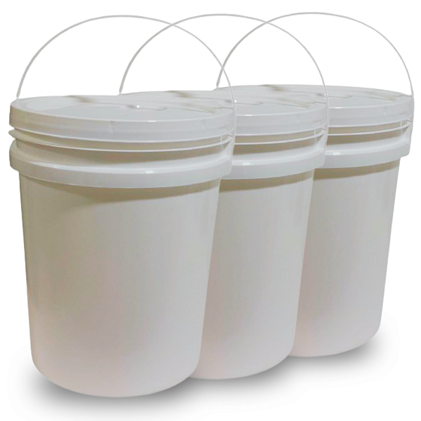 Balde 18 l com Tampa Lacre e Alça Plastica Bpa Free - Kit com 03 Peças