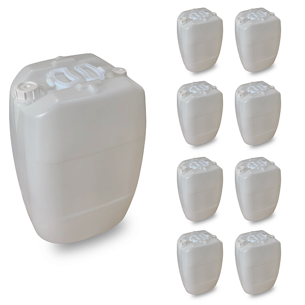 Bombona 50L Translucida Nova com Tampa Lacre com 02 Bocais - Kit 08 Peças