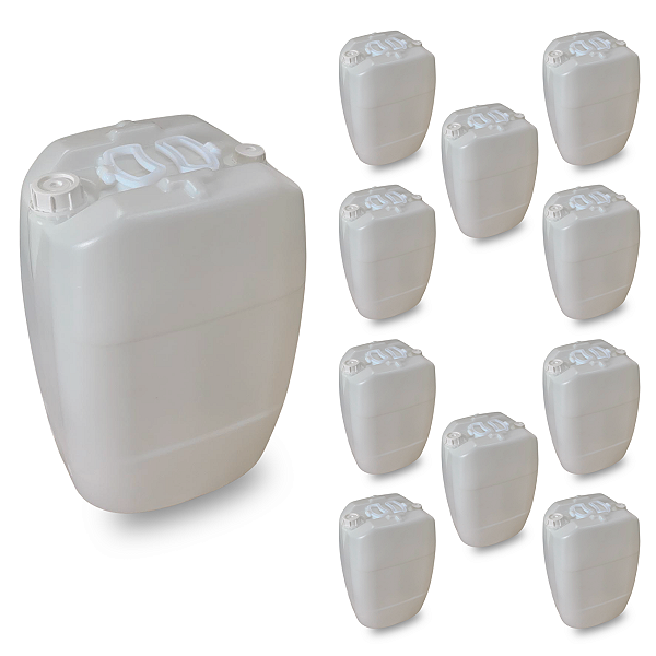 Bombona 50L Translucida Nova com 02 Tampas para Armazenar Alimentos - Kit 10 Peças