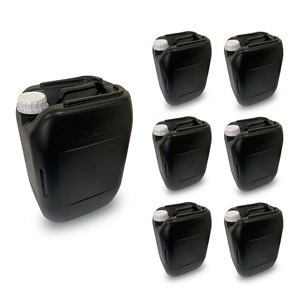 Bombona Preta Reciclada 20L com Tampa Lacre Nova - Kit 06 Peças