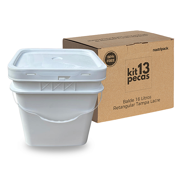 Balde 16 Litros para Alimentos com Tampa Lacre 16 Litros > Kit 13 Peças