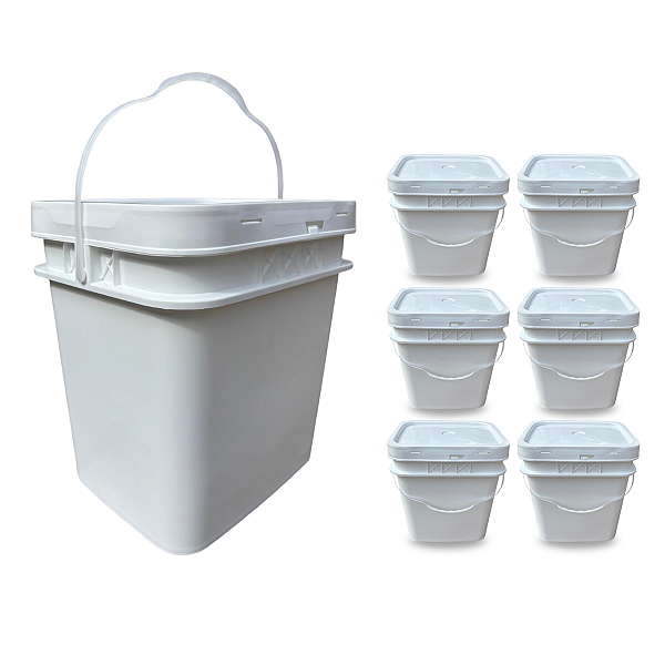 Balde 15 Litros Retangular para Armazenar Alimentos - Kit 06 Peças