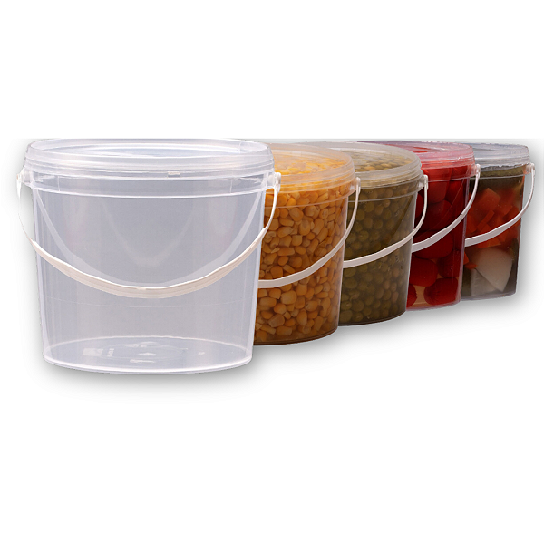 Balde 3.2L Transparente com Tampa Transparente com Lacre de Vedação - Kit 05 Peças