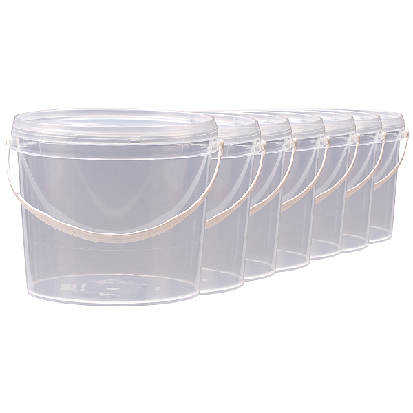 Balde para Alimento Transparente 3.2L Tampa Transparente - Kit 07 Peças