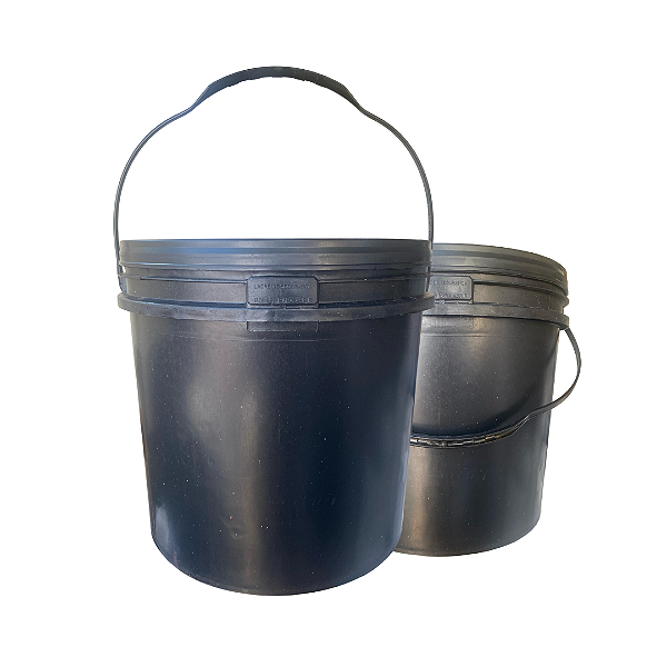Balde 16 Litros com Tampa Lacre e Alça Plástica Preto Novo Reciclado - Kit 02 Peças