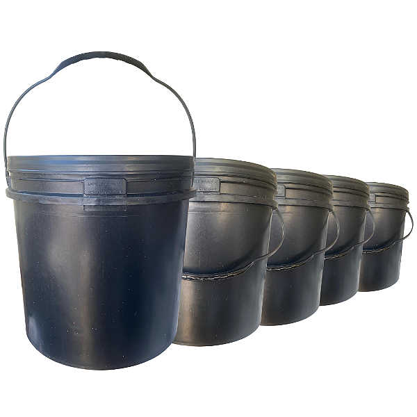 Balde Barato 16L Reciclado Novo com Tampa Lacre e Alça Resistente - Kit 05 Peças