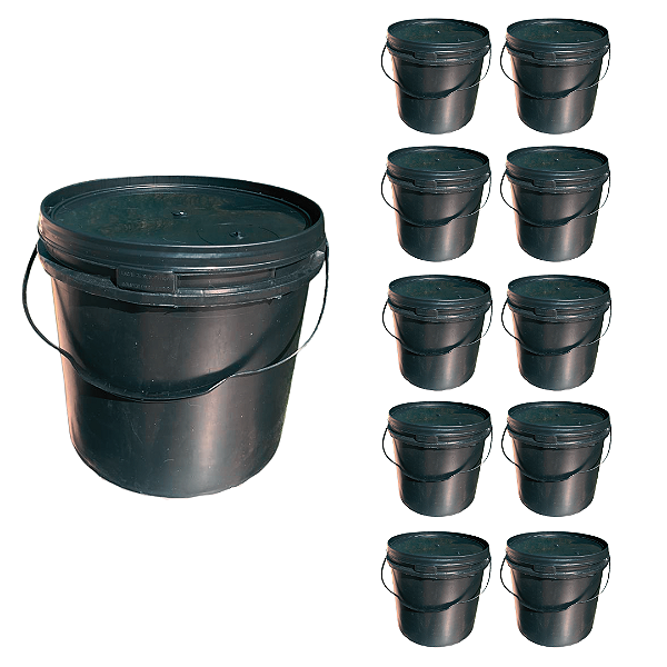 Balde 16 Litros com Tampa Novo Barato com Alça Plástica - Kit 10 Peças