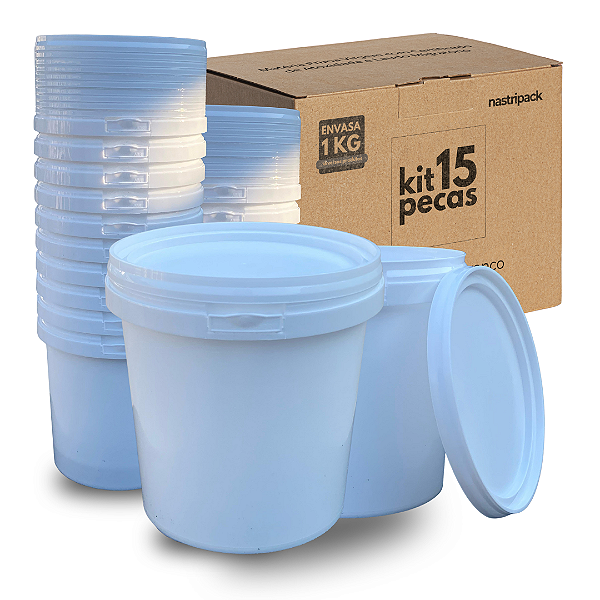 Potinho com Tampa 1200 ML Branco Novo Atóxico BPA FREE - Kit 15 Peças