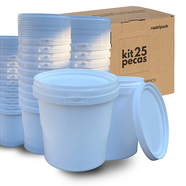 Pote Plástico 1.2 Litros com Tampa Atóxico Multiuso - Kit 25 Peças
